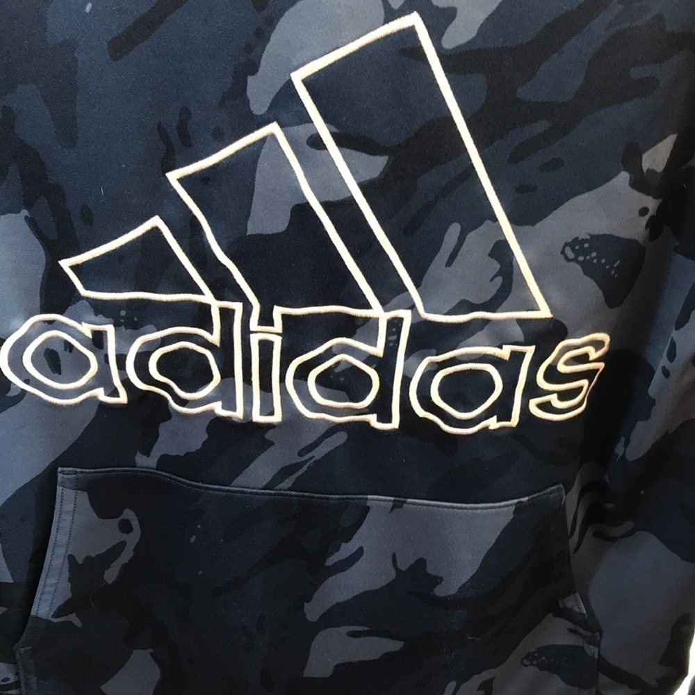 ADIDAS Kid’s Blue Camo Long Sleeve Hoodie—Sz Large 14/16 - Picture 10 of 17